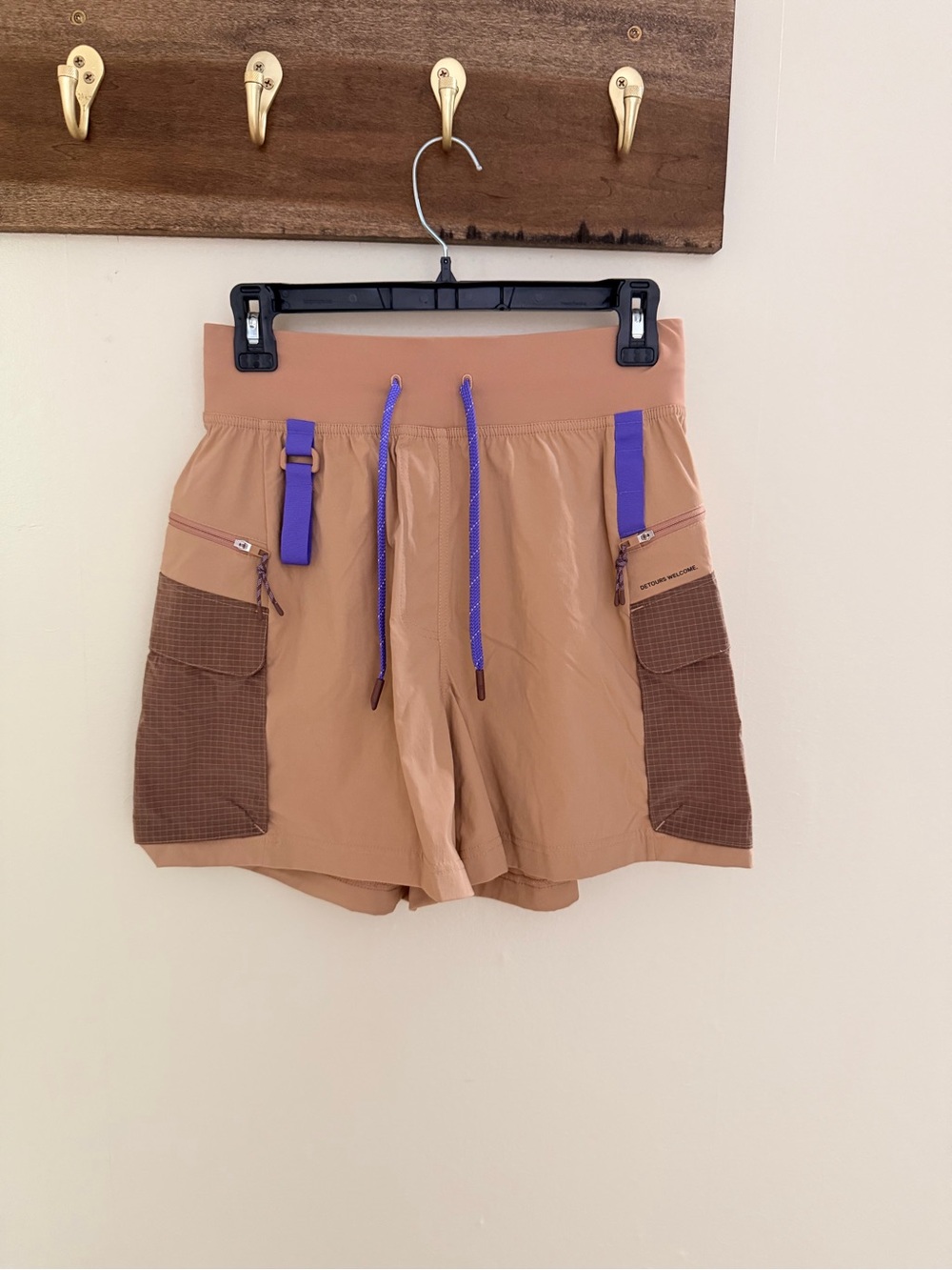 lululemon athletica Tan Athletic Shorts with Purple Accents